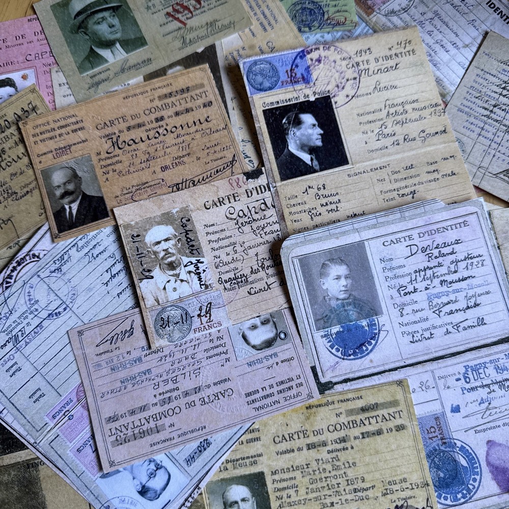 20+piece vintage style￼ID card ) Lot Junk Journal Ephemera read description