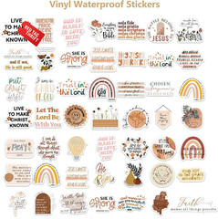 Christian Jesus Stickers 50PCS, Vinyl Waterproof Boho Aesthetic Bible Stickers f