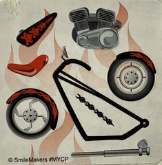 BUILD-A-MOTORCYCLE Stickers(7pc)Smile Maker•Bike Tires •Engine•Ride•Card Making•