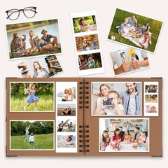 8×8 Scrapbook Album Kraft Paper Memory Book 60 Blank Pages Hardcover Photo Album