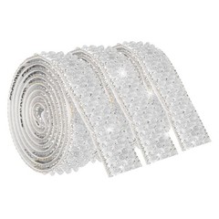 3 Pcs 3 Yard Pearl Rhinestone Ribbons, 2cm Pearls Rhinestone Tape White