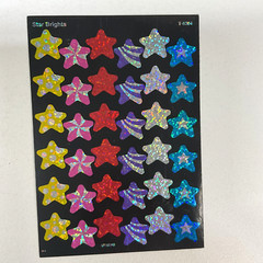 Vintage TREND Sparkle STAR SUN BRIGHTS STICKERS Prism Shimmer Foil Glitter..
