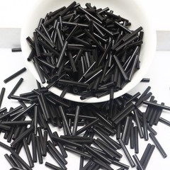 600 Glass Tube Bugle Beads 2X16mm Opaque Black + Storage Box