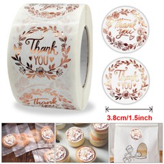 1 Roll of 500pcs 1″/1.5″ Assorted Floral Thank You Stickers Round Sealing Labels