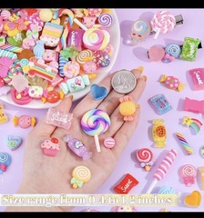 120Pcs Candy Slime Charms Assorted Cute Decoden Embellishments, Small,