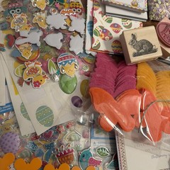 Easter Spring Scrapbooking Crafting Lot Hundreds Stickers Ribbon Misc Tons