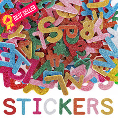 WSICSE 584Pcs Glitter Letter Stickers, 8 Colors 3D Self-Adhesive Multicolor