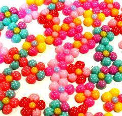 Lot of 40 Multicolor Flower Flatbacks For Crafting – NEW (#13)