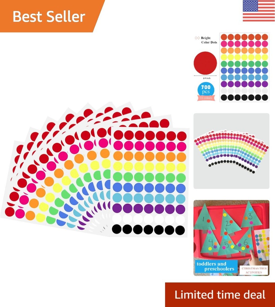 700 PCS 3/4 Inch Color Coding Dot Stickers – 10 Vibrant Colors for Kids & Office