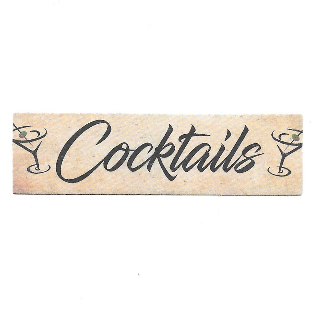 Cocktails Martini Bar Sign Retro Script Drink Liquor Paper Sticker Decal