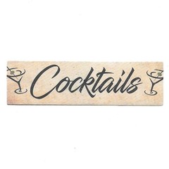 Cocktails Martini Bar Sign Retro Script Drink Liquor Paper Sticker Decal