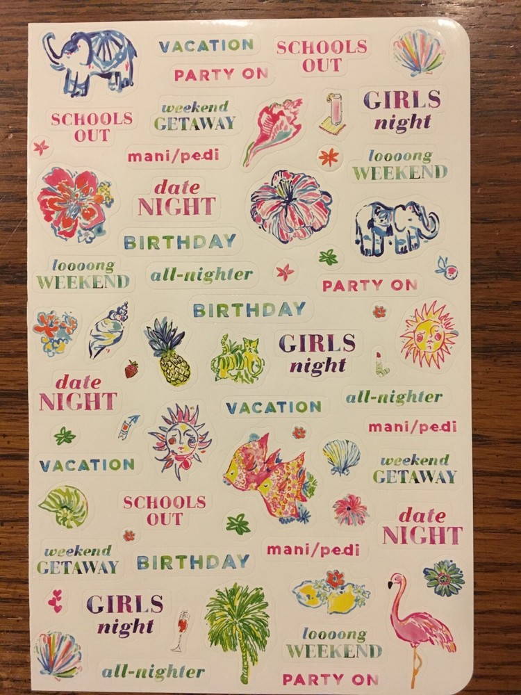 Lilly Pulitzer Two (2) Sticker Sheet Set Calendar Planner NEW College