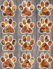 Patterned Paw Print Vinyl Die Cut Stickers Set Scrapbooking Laptop Water Bottle