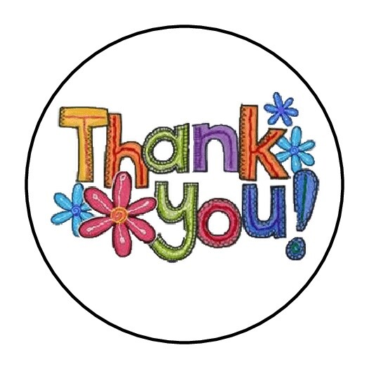 30 Thank You Envelope Seals Labels Stickers 1.5″ Round Flowers