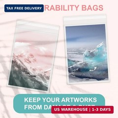 Acid-Free Picture Sleeves, 100 Pack Crystal Clear Storage Bags for 12×18 Art Pri