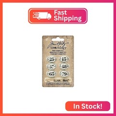 Tim Holtz Idea-ology Mini Plaquettes, Small Metal Numbered Plates 6-Pack, 1/2 x