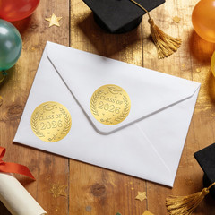 120 Gold Foil Graduation Stickers, 1.6 Inch Class of 2026 Seals, 120 Pcs