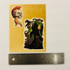 RETRO STICKER LOT Halloween SCREAM Scarecrow Moth Black cat Tombstone WITCH