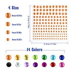 2310 PCS Self Adhesive Rhinestone Gem Stickers for Face Nail Small, Assorted