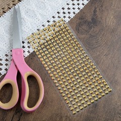 Crafts Jolee’s Gold Rhinestone Sticker Sheet Bling 6 MM Almost 1/4″ Diameter