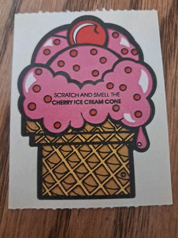 Vtg. Scratch And Sniff Cherry Ice Cream Cone! Smells Great!!!