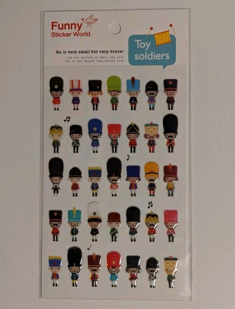 Latech Korea Stickers: One Sheet of 35 Toy Soldier Stickers; Super Cute and NEW
