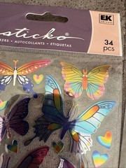 STICKO Metallic Butterfly Insect Glimmer DIY Scrapbook Craft Nature Pastel Lot 4