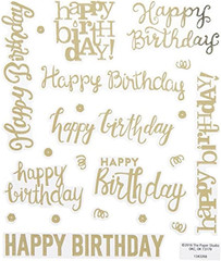 Gold Foil Script Happy Birthday Stickers – 50 Pack