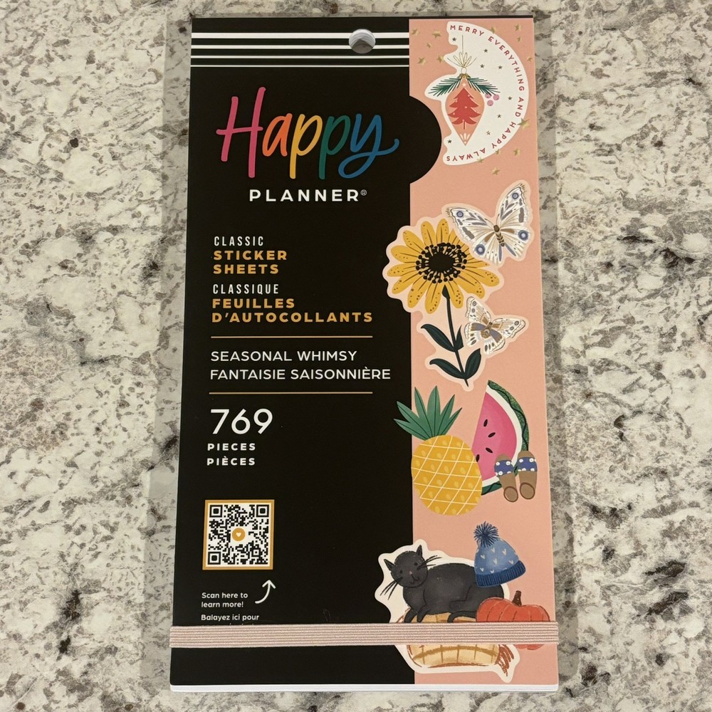 NEW Happy Planner Sticker Book – Seasonal Whimsy 769 Pieces 🌼🦋🍍🍉🐈‍⬛🎃🎄