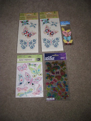 Lot of 5 packs of butterfly scrapbook stickers K&C Jolee’s Sticko