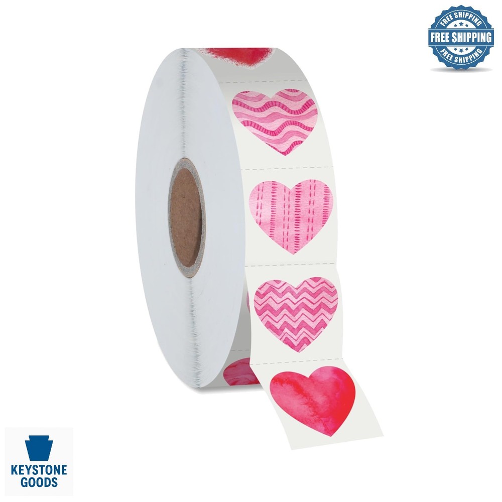 1200-Piece Heart-Shaped Stickers Roll for Valentine’s, Classrooms & Events