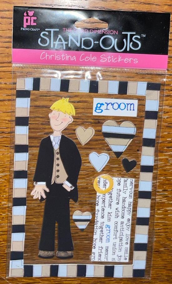 Provo Craft STAND-Outs Christina Cole Framed Grooms Tux Heart Scrapbook Stickers
