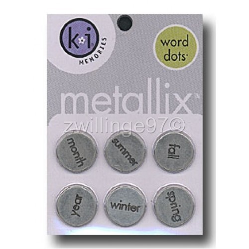 KI MEMORIES METALLIX WORD DOTS SEASONS 6 pcs 3/4″ METAL CIRCLES Embellishments