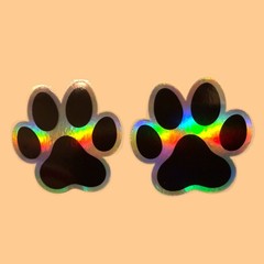 Paw Print Holographic Stickers 2 Pack 2×2 Inch Waterproof Vinypaw print stickers