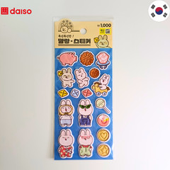 Daiso Korea 16pcs Kawaii Sticker Set Fruit, Animal,Emoji, Dinosaur, Dessert,Doll