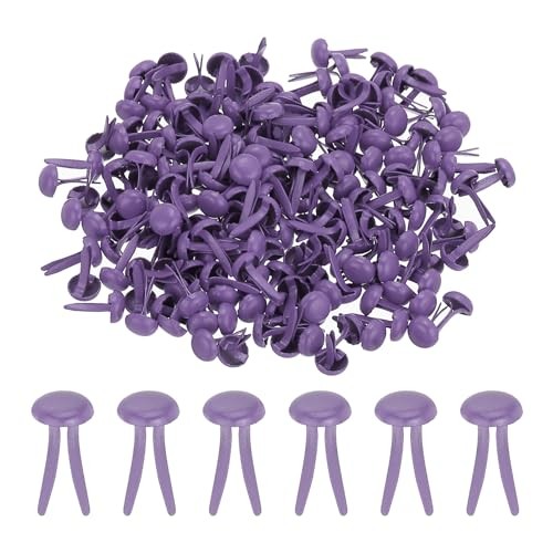 PATIKIL 200 PCS Paper Brass Fasteners Split Pins Pastel 0.20 x 0.35 inch Purple