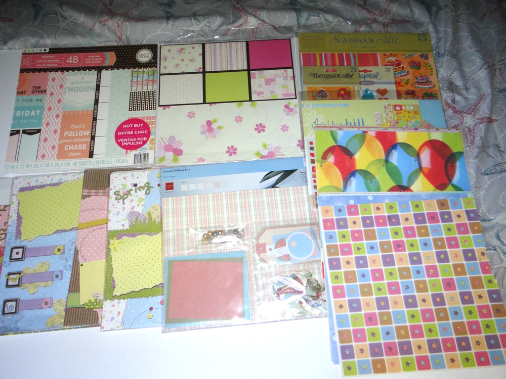Large Mixed Lot Scrapbook Sheets Craft Smith Easter Spring Birthday New & Used