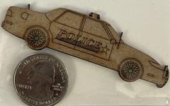 POLICE CAR CHIPBOARD 3”x 3/4”Unpainted•Cops•Siren•Fast •Pullover•Crime fighter•