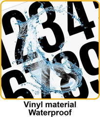 4 Inch Large House Number Stickers 0-9, 6 Sheets Black Waterproof Self-Adhesive
