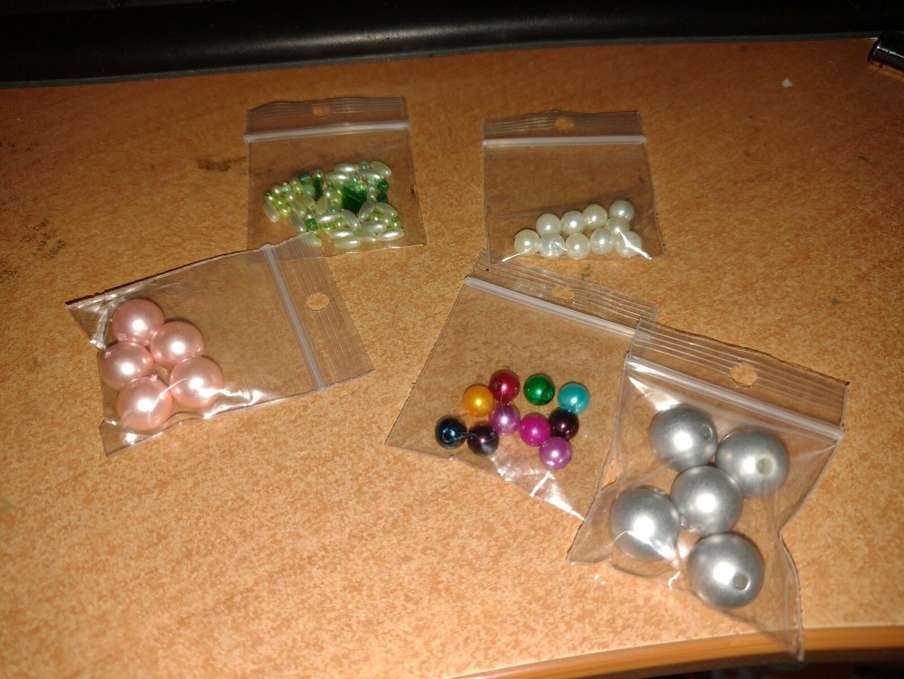 5X BAGS EMBELISHMENTS WITH PEARLS ETC FOR SCRAPBOOKING/JOURNALS NEW (P12)