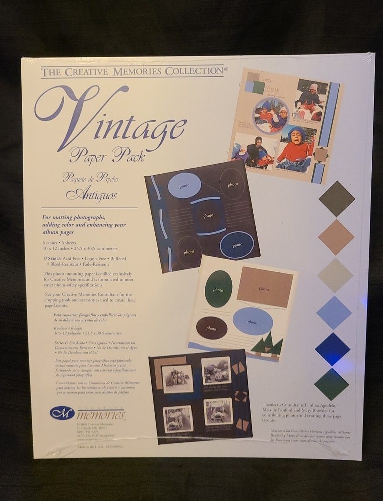 Creative Memories VINTAGE Paper Pack 6 Sheets 10”x12” New And Sealed