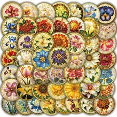 50PCS Flowers Sticker Hot Stamping Gold Pattern Style Streetwear Phone Luggage P