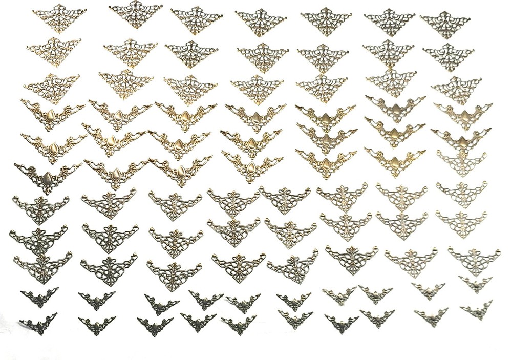 86 PCS Vintage Metal Book Corner Protectors for Scrapbooking Albums filigree lot