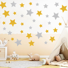 300 PCS Glitter Foam Star Stickers, Gold & Silver 4 Sizes Star Glitter Foam Stic