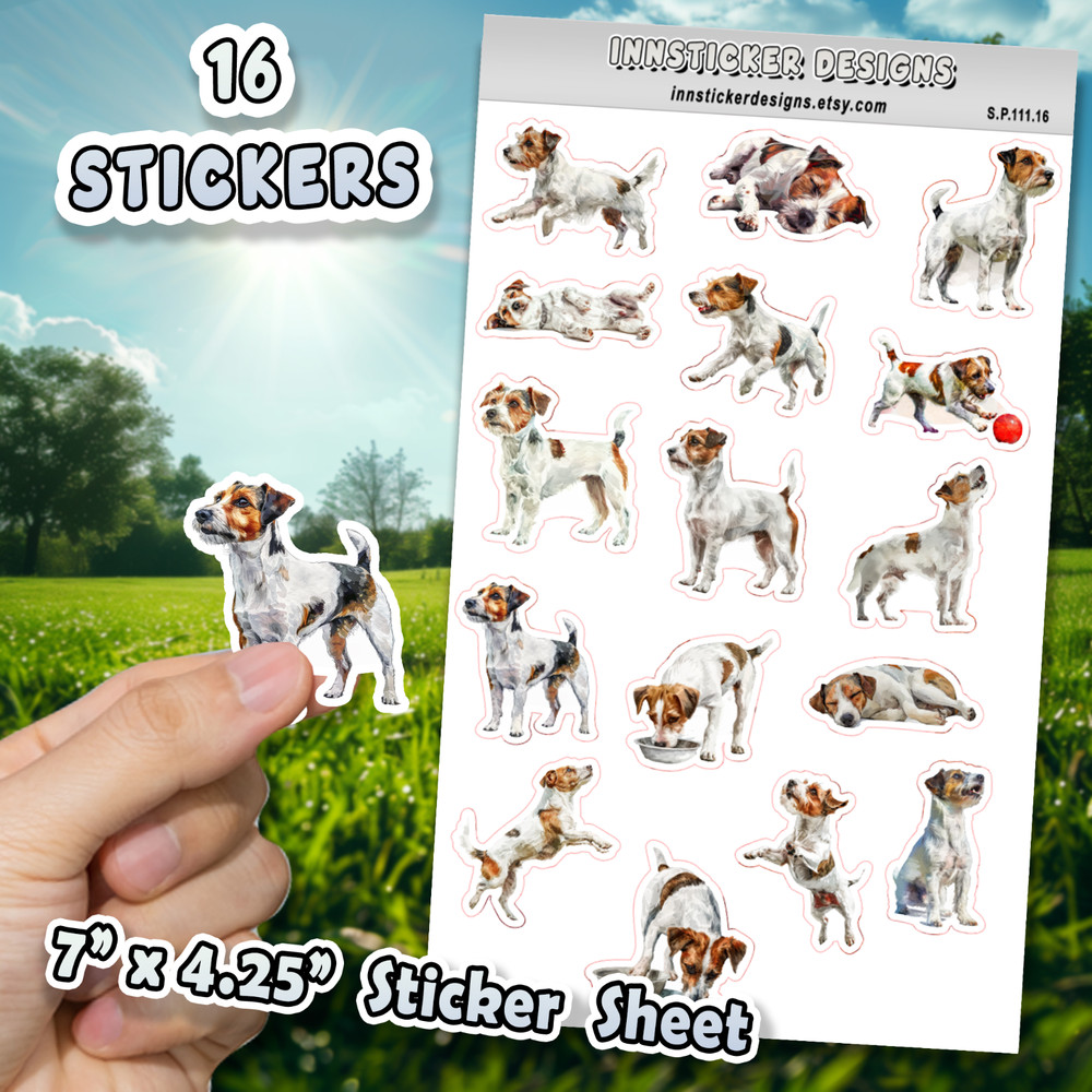 Parson Russell Terrier Dog Stickers for, Scrapbooks, Planners, Glossy, Matte
