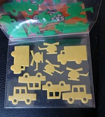 Vintage 2009 Foam Glitter Transportation Stickers 30 Pieces Green,yellow, Red