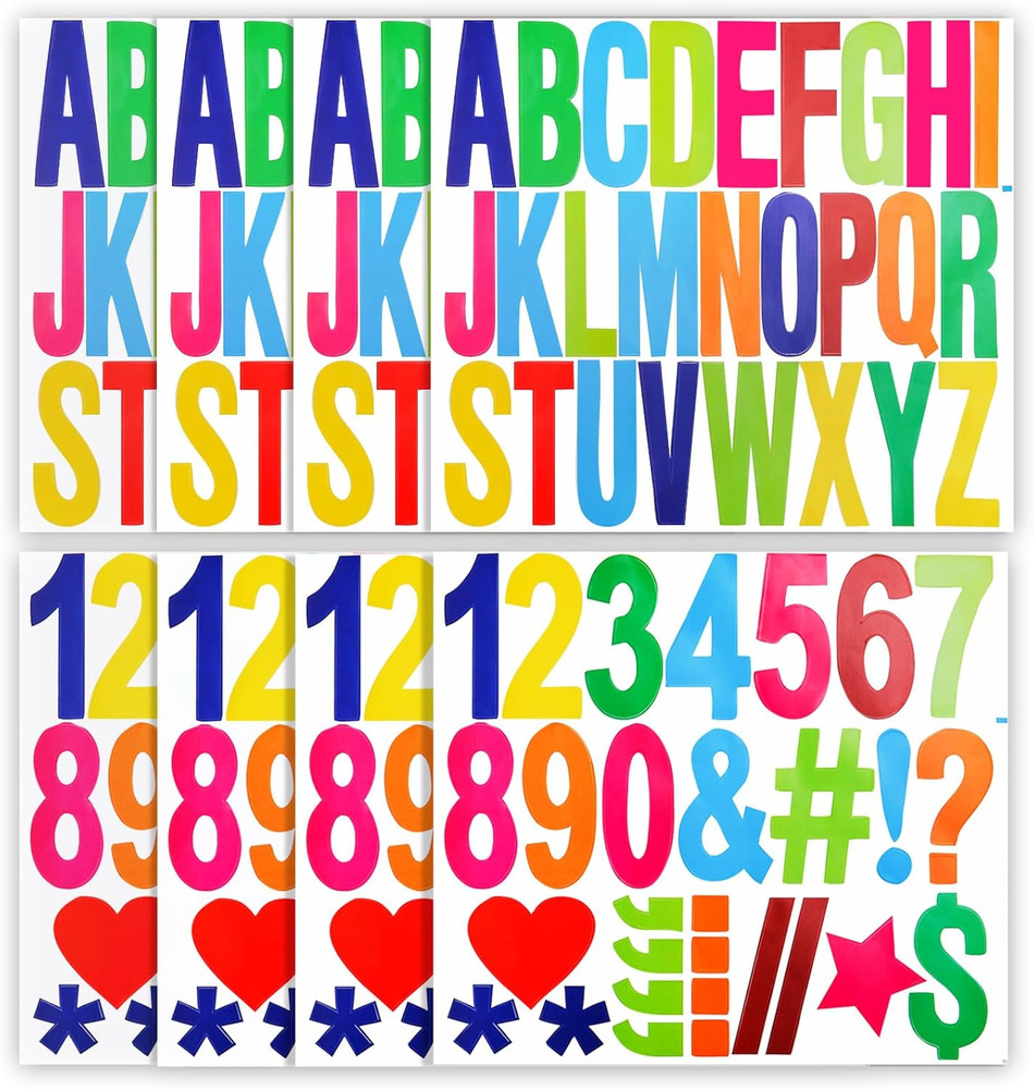 220Pcs / 8 Sheets Capital Letter with Symbols, 3 Inch Self Adhesive Uppercase Al