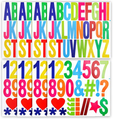220Pcs / 8 Sheets Capital Letter with Symbols, 3 Inch Self Adhesive Uppercase Al
