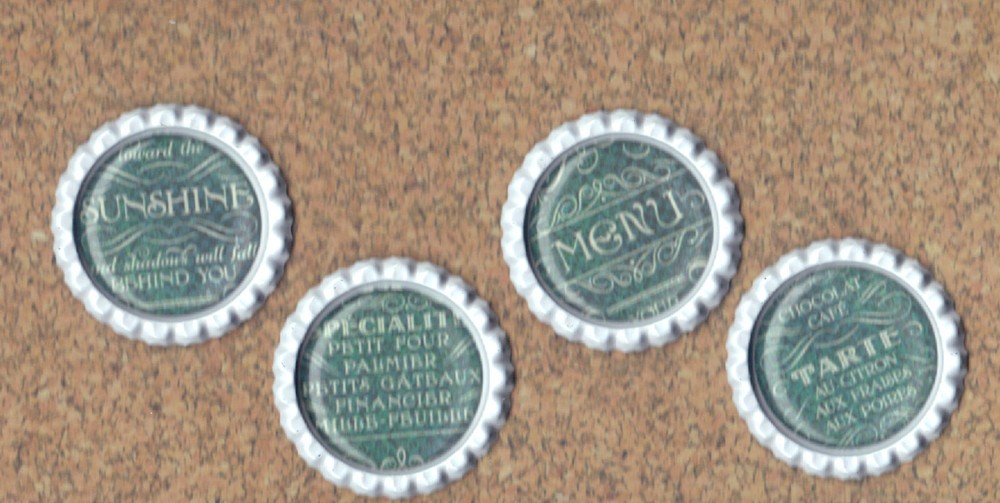 Graphic45 CAFE PARISIAN #101 (4) White Bottle Cap Accents scrapbooking CRAFTS