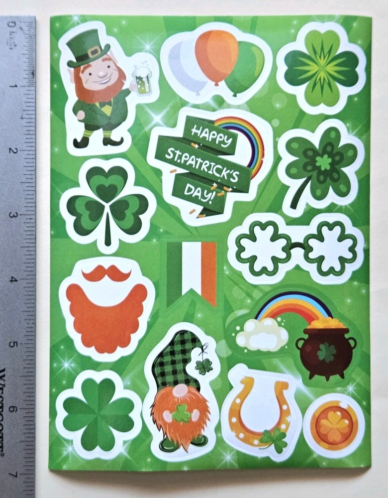 Happy St. Patrick’s Day. Vinyl Sticker sheet. Waterproof
